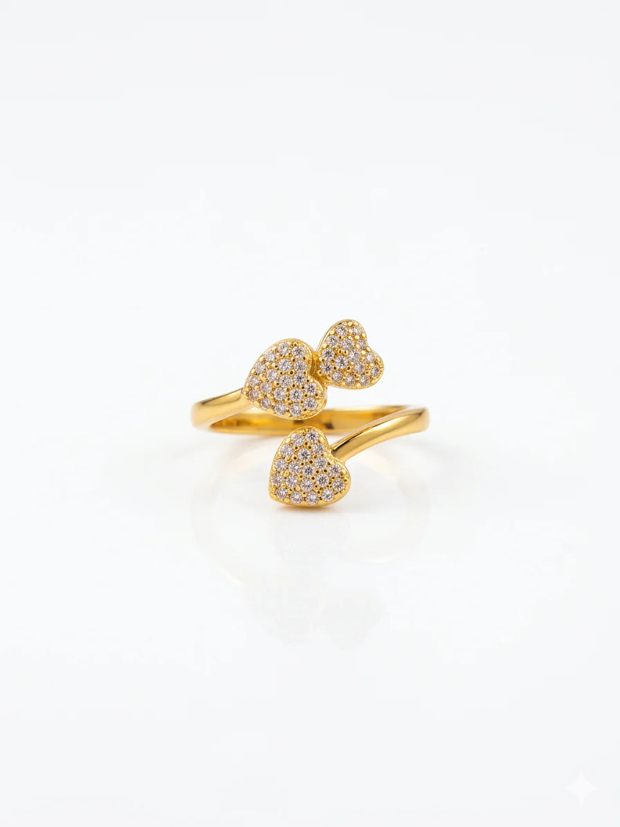 Gold Triple Heart Open Ring