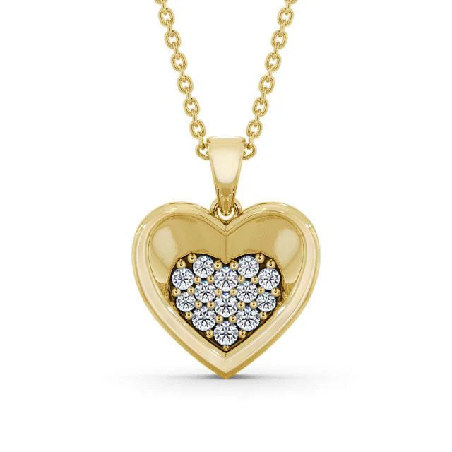 Gold Heart Diamond Cluster Pendant Necklace
