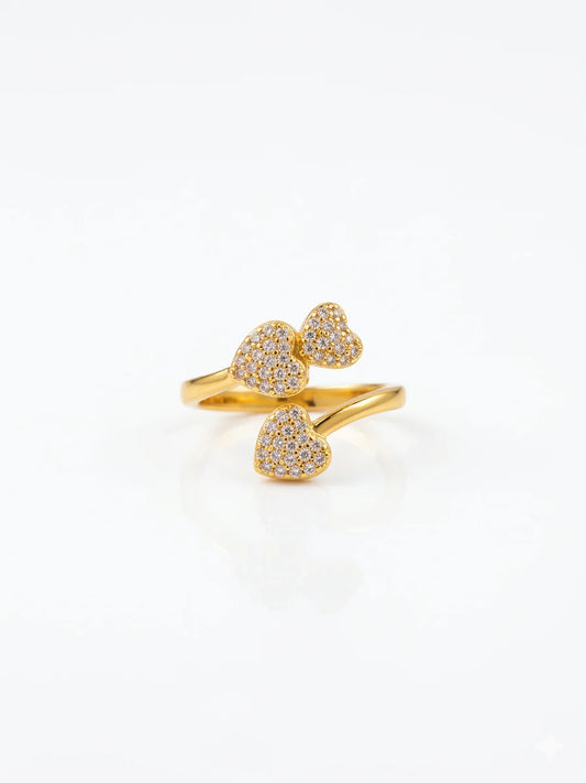 Gold Triple Heart Open Ring