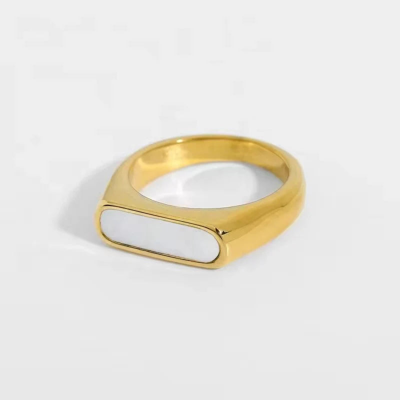 Gold White Signet Ring
