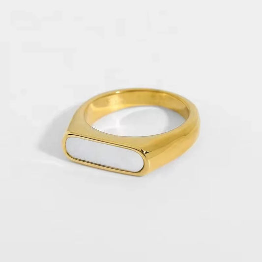 Gold White Signet Ring