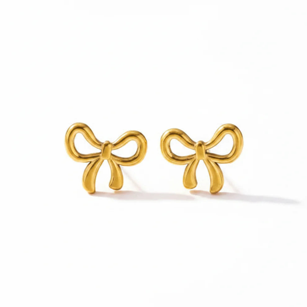 Golden Bow Stud Earrings