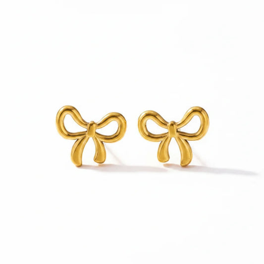 Golden Bow Stud Earrings