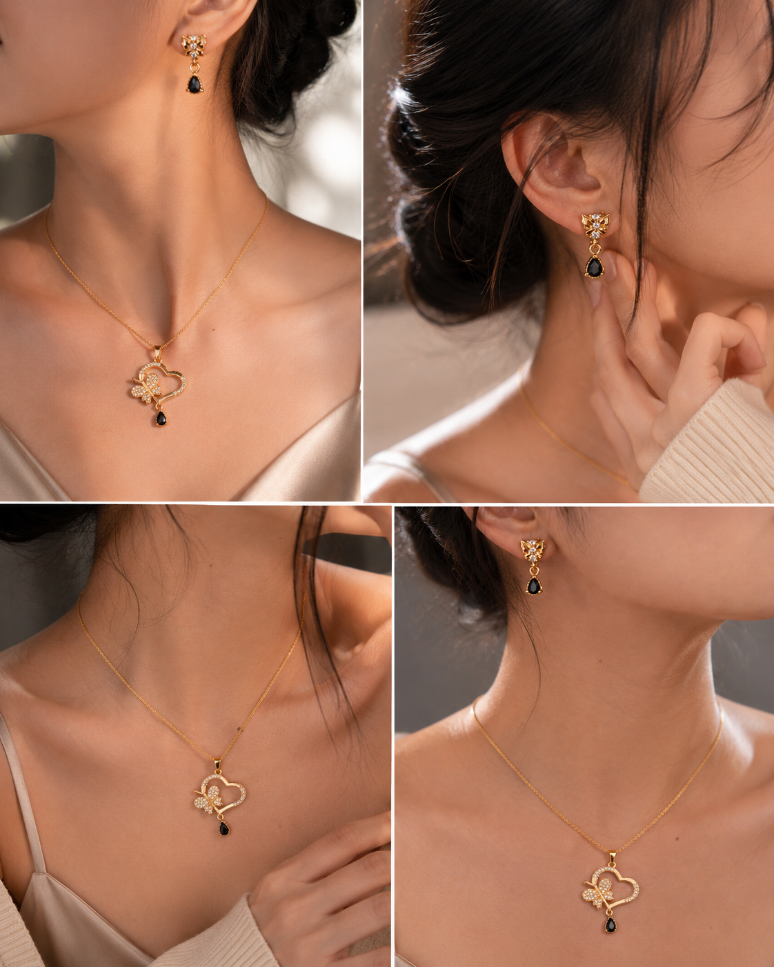 Enchanted Heart Butterfly Jewelry Set