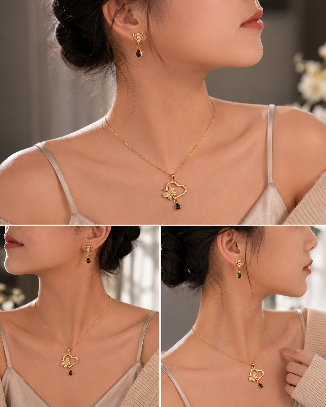 Enchanted Heart Butterfly Jewelry Set